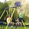 Us uss 5 В 1 1 в 1 на открытом воздухе качалка на заднем дворе, игровой площадкой стальной кадр Silde Playset для детей с баскетболом Seesaw Hoop221r