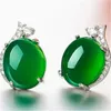 Stud Gu Li Simple Geometric Copper Inlaid Crystal Earrings For Women Chalcedony Round Fashion Temperament Ear Jewelry