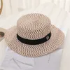 Bérets M Mark chapeaux de paille à dessus plat femme couleur mixte chapeau de plage dame plaisancier casquettes de soleil Panama Fedora casquette femme Snapback Gorras