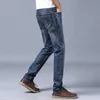 Men's Jeans Slim Straight Stretch Male Denim Pants Streetwear Blue Gray Casual Trousers Fashion Mens Brand 210723