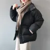Bayanlar Kış Standı Yaka Kısa Tek Göğüslü Aşağı Ceket Tiki Tarzı Kadın Chic Parka Moda Katı Kadın Ceket 211018