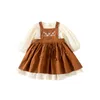 Wiosna Baby Girls Floral Haft Maid Stroje Bawełniane Księżniczka Sukienka 2 sztuk Zestawy Kids Fartuch 210508