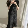 Moda Summer Syrenki Dresses Damskie Vintage High Paist Slim Eleganckie Tassel Sukienka Vestidos 210520