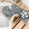 Fingers Gloves Five High Quality Winter For Women Classic Brand Camellia Touch Screen Female Thick Mittens Driving Glove 2021