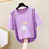 Tops de colheita de verão Harajuku tshirt t-shirt curta mais tamanho camiseta femme algodão manga curta camiseta mulheres roupas 210604