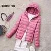 SEDUTMO VINTER KOMENS DUM JACKES KORT Ultra Light Duck Coat Hooded Puffer Jacket Autumn Parkas ED034 210916