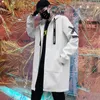 Herrgravrockar 2022 Spring Long Jacket Men Harajuku Windbreaker Overcoat Manlig Casual Outwear Hip Hop Streetwear Hooded Plus Size 5xl Vio