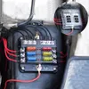 12V 32V Kunststoffabdeckung Sicherungskastenhalter M5 Bolzen mit LED-Anzeigelampe 6 12 Wege Klinge für Auto Auto Boot Marine Trike