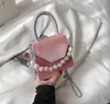 Chain Luxury Girls Pearl Handbag 2021 Children Gradient One Shoulder Bags Kids Grain Messenger Bag Women Mini Purse