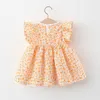 Klänning sommar blommig bowknot baby kläder toddler tjej för tjejer 6-24 månad 210528