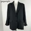 Büro Dame Mode Solide Blazer Lose Einreiher Frühling Herbst Outwear Lange Mantel Tops Koreanische Plus Größe Blazer 210601