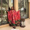 Ethnic Clothing Fashion Classic Design African Dashiki Women's Abaya Chiffon Fabric Print Loose Dress + Trousers 2 Piece For Lady