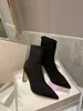 2021 새로운 스타일 모직 럭셔리 신발 캐주얼 정장 착용 우아한 편안한 패션 유명한 브랜드 디자인 세미 하이 힐