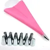 14 st / set Silicone Icing Piping Cream Pastry Bag med 12st Rostfritt Stål Nozzle Pastry Tips Converter DIY Cake dekorera