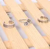 Sieradenjewelry3pcs set retro gesneden holle ster maan teen band ringen bohemia verstelbare openingsvinger ring voor vrouwen boho strandvoet zomer