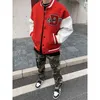 ヴィンテージHiphop College Jacketsメンズ毛皮の毛皮の毛皮の手紙刺繍カラーブロック原宿模様ジャケット女性野球コート211109