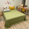 Ropa de cama de algodón puro Twin/Full/Queen/King Size Sábana plana de color sólido drap de lit juego de sábanas de algodón para adultos sin funda de almohada 210626