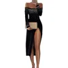 2021 Sommar New One-Shoulder Sexig Slim-Fit Split Klänning Heavy Industri Exquisite Light Luxury Mature Sexy Dress Long Kjol Kvinna Y1006