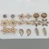 9Pairs/Set Stud Earings Sets Fashion Boho Gold ColorFor Women Girls Cute Flower Crystal Leaf Shape Ears Jewelry QB-70