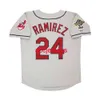 Stitched Custom Manny Ramirez 1995 World Series Grey Road Jersey add name number Baseball Jersey