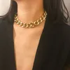 Colliers avec chaîne à serrure asymétrique pour femmes, torsadé, couleur or argent, ras du cou épais, bijoux de fête