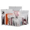 100 stks / partij White Clear Self Seal Zipper Plastic Retail Verpakking Verpakking Poly Bag Pakket met Hang Gat