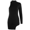 Casual Dresses Summer Sexy Dress Women 2022 Bodycon Women's Fashion Tight Waist Solid Color Irregular Single-sleeved