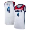 Koszulka do koszykówki US 2020-2021 7 niebieski Kevin Durant 15 Devin Booker 6 Damian Lillard 10 Jayson Tatum Zach LaVine Bradley Beal USA granatowy biały mężczyzna Kid kobiety