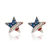 Nowe Serce Crystal Ear Studs Moda Star Kształt Flaga Amerykańska Kolczyki Dla Kobiet Patriotyczne Biżuteria Pendientes Oorbellen Q0709