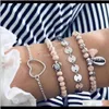 Beaded, Strands Bracelets Jewelry Drop Delivery 2021 Fan Hip-Hop Set Personalized Fashion Star And Moon Geometric Bracelet Fitzr