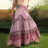 Dames plus size rokken zomer vintage ruches oversized maxi rokken nieuwe kanten lange rokken lage taille prairie chic gevallen rok 210331