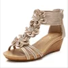 2021 New Fashion Simeian Ethnic Style Sandals Women's Slope with Thick Bottom Collocation Skirt Summer New Flowers Roman Shoes Y0721