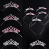 Dziewczyny Księżniczka Rhinestone Crown Hair Sticks Dzieci Kolorowe Kryształ Tiara Pałąk Pałąk Przyjęcie Prom Dekoracji Dostawy