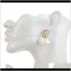 Ciondola Lampadario Consegna 2021 Coreano Elegante Bianco Conchiglia Fiore Petalo Goccia Per Le Donne Irregolare Carino Dolce Orecchino Gioielli Alla Moda Orecchini