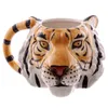 2021 Nuova tazza in ceramica con testa di tigre tridimensionale leone 3D creativa Tazza da caffè bestia disegnata a mano