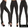Kadın Kot Varış Denim Kalem Pantolon Streç Yüksek Bel Düğmesi Slim Fit Skinny Zarif Bayan Giyim 210708
