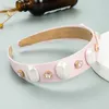 Vintage Imitation Perle Bandeau Élégant Brillant Strass Solide Couleur Tissu Bandeau Filles Partie Casque