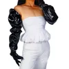 Gants longs en latex unisexe noir faux cuir 85cm de large ballon manches bouffantes grandes femmes gants WPU235 211124