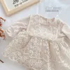Born Baby Girls Pagliaccetto Abito in pizzo Tutina per neonato Ricamo Abbigliamento Bebe Compleanno Tutu Cotone 210529