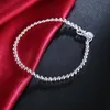 Bracelets de charme 925 Bracelet en argent 18K / 14K Or 4MM Perle MenWomen Bijoux Cadeau de mariage