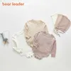 Bear Leader 0-3 Years born Baby Rompers Fashion Infant Boys Girls Casual Clothes Hollow Knitted Toddler Korean Style Bodysuit 210708