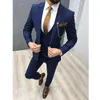 Men's Suits & Blazers 2021 Three Piece Royal Blue Men Lapel Custom Made Wedding Slim Fit Male (Jacket + Pants Vest+Tie)