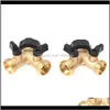 Supplies Patio, Lawn Home & Garden1Pcs Brass Female 2 Way Tap Water Splitter Garden Y Quick Connector Irrigation Vae Hose Pipe Adapter Water