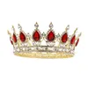 KMVEXO GOLD CRYSTAL Tiaras Barock Round Crown Royal Queen King Crowns Diadem Prom Bröllop Hår Smycken Tillbehör 210707