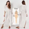 Été Femmes Plus Taille Beachwear Cover-ups Blanc Coton Tunique Robe De Plage Robe De Bain Maillot De Bain Bikini Cover Up Femme # Q717 Maillots De Bain Pour Femmes