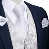Hommes gilets soie gilet cravate noeud papillon ensemble Floral qualité mariage affaires robe fête costume Collocation mâle homme cravate boutons de manchette