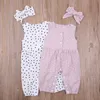 0-18M Newborn Baby Boy Girl Rompers Headband 2pcs Polka Dot Printed Sleeveless Jumpsuit Outfits Summer Clothes G1221