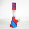 Narguilés colorés de plate-forme pétrolière de silicone Bongs d'eau 14mm Tuyaux en verre de dab communs