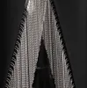 Бесплатные женские черные Blazer моды Halter цепь дизайн кисточки с длинным рукавом одной кнопки 210524