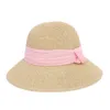 Skąpy brzegowe czapki moda Women039s Cap Summer Hat Słomka na plaży Dome Sun Paper Visor Luxry Ladies Caps z wstążką 6 kolorów6976276